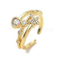 Brass Micro Pave Cubic Zirconia Cuff Open Rings&nbsp;RJEW-C163-11G