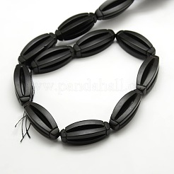 Natural Oval Black Stone Beads Strands&nbsp;G-P062-43