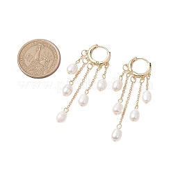Natural Freshwater Pearl Tassel Hoop Earrings&nbsp;EJEW-TA00521