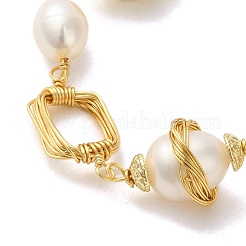 Brass Wire Wrapped Rectangle Link Bracelet&nbsp;BJEW-C051-52G