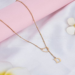 1Pc Letter & Heart Stainless Steel Lariat Necklaces for Women&nbsp;NJEW-LP0002-87G-D