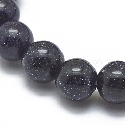 Synthetic Blue Goldstone Beads Stretch Bracelets&nbsp;BJEW-G617-01B-02