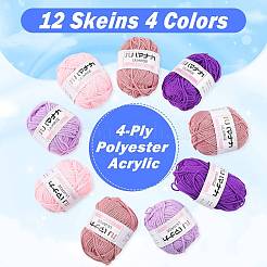 12 Skeins 4 Colors 4-Ply 59.7%Polyester & 40.3%Acrylic Fiber Yarn for Tufting Gun Rugs&nbsp;OCOR-FS0001-07E