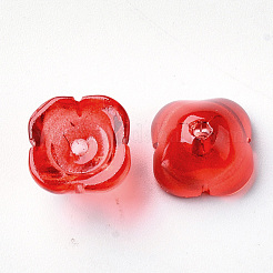 4-Petal Transparent Spray Painted Glass Bead Caps&nbsp;GGLA-S054-009A-03