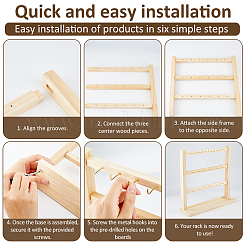 3-Tier Wood Jewelry Display Stands with Trays for Earrings Bracelets Rings Necklaces&nbsp;ODIS-WH0095-025A