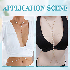 2Pcs 2 Styles Zinc Alloy with ABS Imitation Pearl Body Chain for Women&nbsp;AJEW-HY0002-12