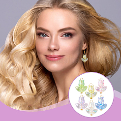 24Pcs 6 Colors Tulip Transparent Acrylic Pendants&nbsp;PALLOY-GO00051
