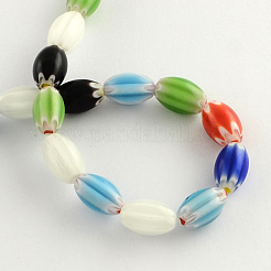 Oval Handmade Millefiori Glass Beads Strands&nbsp;X-LK-R004-85