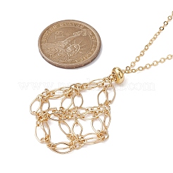 Brass Chains Macrame Pouch Empty Stone Holder for Pendant Necklaces Making&nbsp;NJEW-JN04475-03