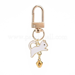 Cat & Fishbone Shape Alloy Enamel Charms Keychain&nbsp;KEYC-JKC00431-01