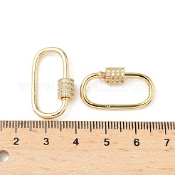 Brass Micro Pave Clear Cubic Zirconia Screw Carabiner Lock Charms&nbsp;KK-Z118-06G-05