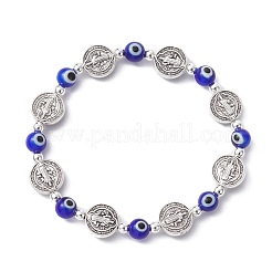 Evil Eye Lampwork & Alloy Beaded Stretch Bracelet&nbsp;BJEW-JB09671
