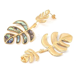 304 Stainless Steel & Shell Stud Earrings for Women&nbsp;EJEW-Z065-02G-02