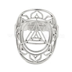 Non-Tarnish Ring with Lotus 304 Stainless Steel Adjustable Rings&nbsp;RJEW-G306-04P