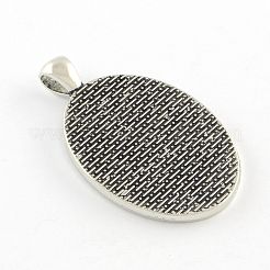 Tibetan Style Alloy Oval Pendant Cabochon Settings&nbsp;TIBEP-Q045-070A-AS-RS