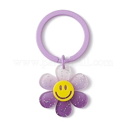 Sunflower with Smiling Face Gradient Sequins Acrylic Keychain&nbsp;KEYC-JKC00660