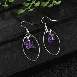 Natural Amethyst Dangle Earrings&nbsp;X-EJEW-JE02150-03