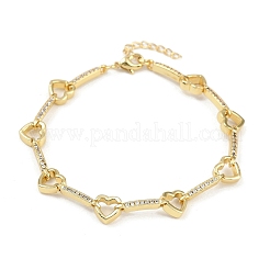 Brass Micro Pave Clear Cubic Zirconia Link Chain Bracelets for Women&nbsp;BJEW-F504-10G