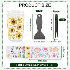 8Pcs 8 Styles Flower & Butterfly UV Transfer Sticker for Glass Cup&nbsp;DIY-CN0003-01B