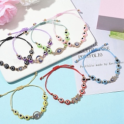 Resin Evil Eye Braided Bead Bracelets for Women&nbsp;BJEW-FS00018-06