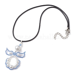 Glass Seed Beads & Shell Pearl Angel Pendant Necklaces&nbsp;NJEW-MZ00051-02