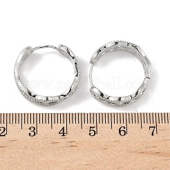 Brass Clear Cubic Zirconia Rectangle Hoop Earrings&nbsp;EJEW-D320-06P