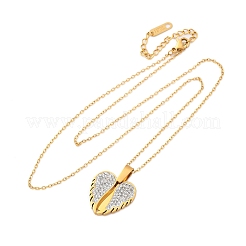 304 Stainless Steel Polymer Clay Rhinestones Wing Openable Pendant Necklaces for Women&nbsp;NJEW-Z065-14G-03