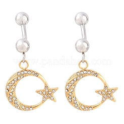 316 Stainless Steel Crystal Rhinestone Curved Barbell Dangle Belly Rings&nbsp;AJEW-C044-04