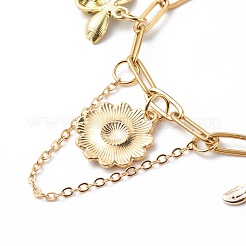 Alloy Enamel Flower & Bee & Butterfly Charm Bracelet with Paperclip Chains&nbsp;BJEW-JB08702
