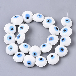 Handmade Evil Eye Lampwork Beads Strands&nbsp;X-LAMP-R143-04C