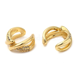 Rack Plating Brass Micro Pave Cubic Zirconia Criss Cross Cuff Earrings&nbsp;EJEW-E290-08G