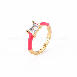 Adjustable Brass Micro Pave Clear Cubic Zirconia Finger Rings&nbsp;RJEW-S045-078-NR
