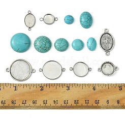 DIY Synthetic Turquoise Oval/Half Round Tibetan Style Alloy Connector Charms Making Kit&nbsp;DIY-FS0006-14