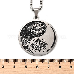 Yin-yang Lotus Eye 201 Stainless Steel Pendant Necklaces for Women&nbsp;NJEW-M105-07B-P