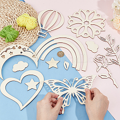 Unfinished Wood Chip Wall Decoration Set&nbsp;DIY-WH0430-950