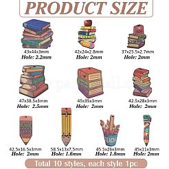 10Pcs 10 Styles Wood Pendants&nbsp;WOOD-PH0003-13