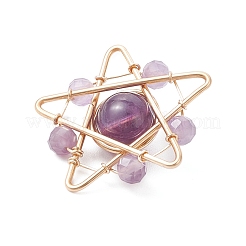 5Pcs 5 Styles Synthetic Turquoise & Natural Amethyst & Carnelian & Dyed Lapis Lazuli & Green Aventurine & Apatite Copper Wire Wrapped Pendants&nbsp;PALLOY-TA00368