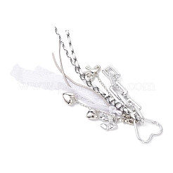 Heart Bowknot CCB Plastic & Link Chains Pendant Decorations&nbsp;HJEW-JM04289