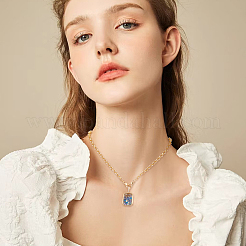 1Pc Brass Micro Pave Clear Cubic Zirconia and Glass Locket Pendant Necklaces&nbsp;NJEW-NB0001-33B