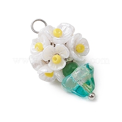 Glass Seed Beaded Flowerpot Pendants&nbsp;PALLOY-MZ00520-02