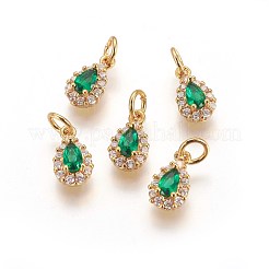 Brass Cubic Zirconia Charms&nbsp;KK-E772-14C-G