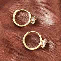 Brass Micro Pave Cubic Zirconia Hoop Earrings&nbsp;EJEW-P346-04G-02