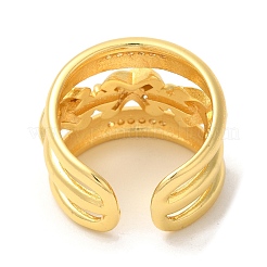 Brass Micro Pave Cubic Zirconia Cross Open Cuff Rings&nbsp;RJEW-U008-47G