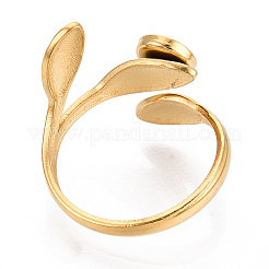 Leaf 304 Stainless Steel Cuff Ring Components&nbsp;X-STAS-T066-22G