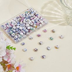 120Pcs Floral Printed Porcelain Beads&nbsp;PORC-ME0001-17