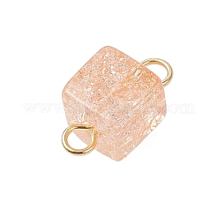 12Pcs 6 Colors Crackle Glass Cube Links Connector Charms&nbsp;PALLOY-JF04445