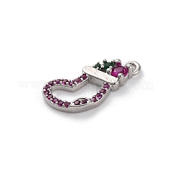 Christmas Series Brass Micro Pave Cubic Zirconia Pendants&nbsp;KK-Q010-01P-01A
