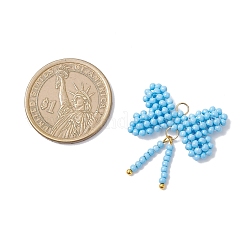 Glass Seed Beaded Bowknot Pendants&nbsp;PALLOY-MZ01055-03