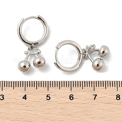 Brass Cherry Hoop Earrings&nbsp;EJEW-M077-19P-02