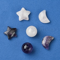 Natural Gemstone Healing Moon & Star & Round Ornaments&nbsp;AJEW-FS0001-12B